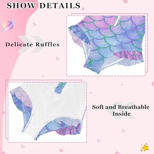 Girls One Piece Swimsuits Long Sleeve Swimsuit Zipper Bathing Suits Blue Mermaid Scales Rainbow Fish Tale4