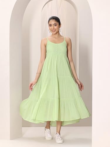 Image of Libas Womens Solid Cotton Fit and Flare Dress for Women