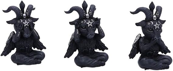 Nemesis Now Cult Cuties Three Wise Baphoboo 13.4cm, Resin, Black, Three Wise Baphoboo Figures, Baby Baphomet Figurines, Baphomet Collectibles, Cast in The Finest Resin, Expertly Hand-Painted