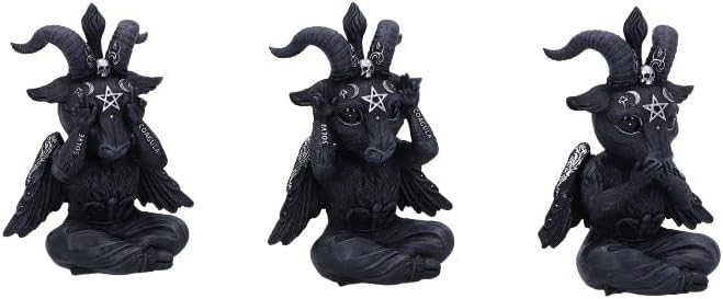 Nemesis Now Cult Cuties Three Wise Baphoboo 13.4cm, Resin, Black, Three Wise Baphoboo Figures, Baby Baphomet Figurines, Baphomet Collectibles, Cast in The Finest Resin, Expertly Hand-Painted