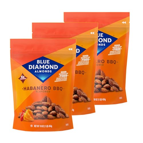 Blue Diamond Almonds Habanero BBQ Flavored Snack Nuts, 16 Ounce (Pack of 3)