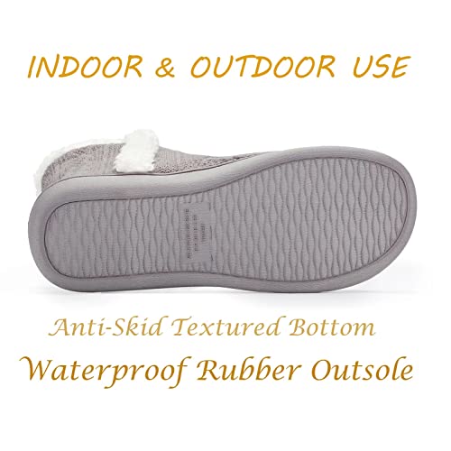 NineCiFun Women's Fuzzy Winter Bootie Slippers Knitted Ankle Boots Slippers Warm House Shoes Outdoor Indoor with Plush Fur Lining4