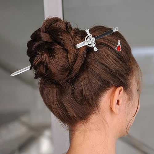 2 peças de palitos de cabelo de espada de metal, palitos de cabelo chineses para pães, hashis de cab