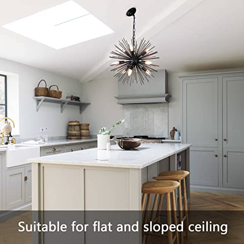 Gomunin 9-Light Sputnik Chandelier Black Starburst Chandelier Mid-Century Satellite Pendant Light For Dining Room Living Room Kitchen Island Foyer Bedroom,20In Wide, Solid Metal 12Lb #TOP2