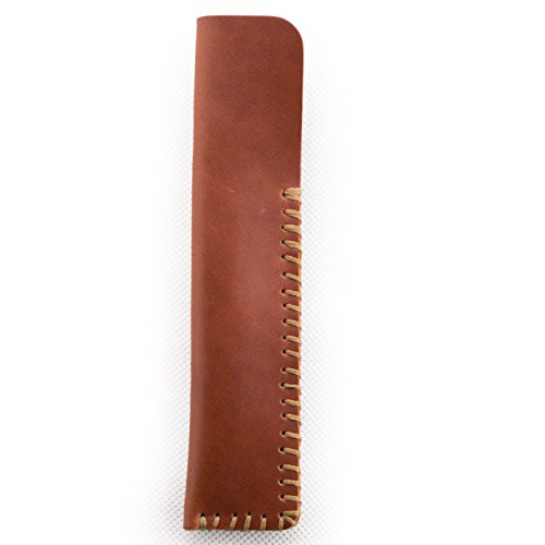 Ancicraft Genuine Leather Pen Sleeve Case Holder Pouch Handmade (For Single Pen, Red Brown) #TOP20