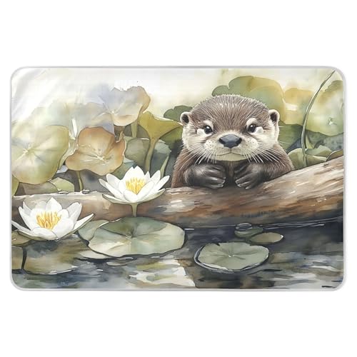 Takiito Otter in Pond Bed Pad Reusable Bed Underpad Washable Waterproof Leak-Proof Quick Dry Incontinence Pee Pad for Toddlers Kids Adults Pets 34x52 in