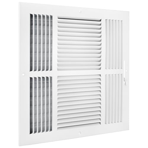 Ceiling Register - Air Vent Covers for Home Ceiling or Wall - 12X12 Inch (Duct Opening) 4-Way White Grille Register Cover with Adjustable Damper for HVAC Heat and Cold Air Conditioner by Home Intuition - Image 8