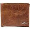 Fossil Men's Wallet, Ryan Leather RFID-Blocking Wallet Bifold Passcase with Removable Card Case, Brown