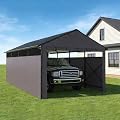 Heavy Duty Carport Kit, All-Weather Galvanized Steel Car Canopy, Oversized Canopy Garage with Sidewalls, Metal Carport for Truck, RV, Boat 21x11 Ft