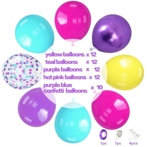 Image of Purple Pink and Blue Balloons, 70-Pack Balloons for Birthday Engagement