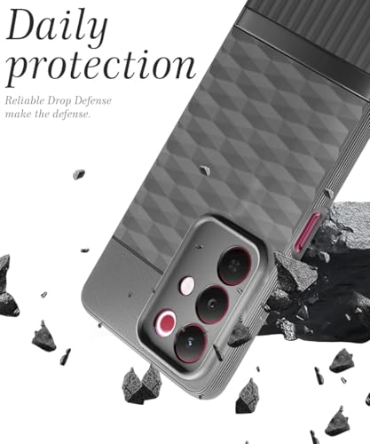 Image of WOW IMAGINE Back Cover for Realme Narzo 90X 5G / Realme C85 5G / Realme 15X 5G with Hexa Cube Design | Rubberised Case | Inner Velvet Fabric | Silicone Flexible Mobile Case | Camera Protection - Grey