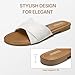 ATHMILE Sandals for Women 2026 Dressy Summer Flat Comfortable Fashion Beach Cute Ladies Slides Leather Casual Dress Women's Sandals White Size 7