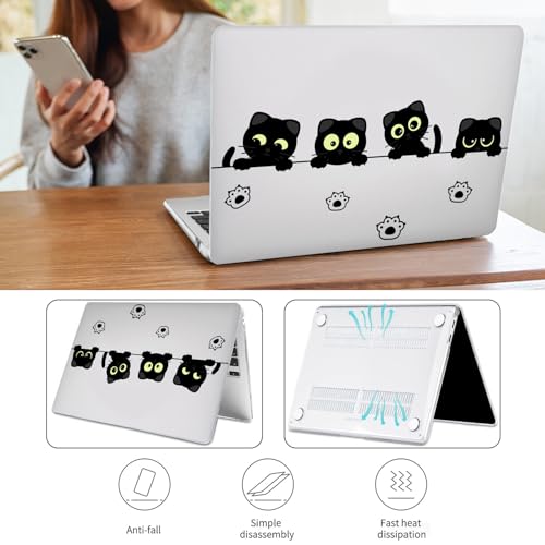 QCzyc Compatible with MacBook Air 13 Inch Case 2022, 2021-2018 A2337 M1 A1932 A2179 Durable Hard Plastic Shell Case &Keyboard Cover&Mac OS Keyboard Sticker (Black Cat A) by QCzyc - Image 4