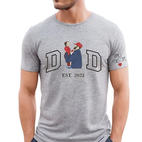 IZI POD - Custom Photo Dad Grandpa Papa Embroidered Kids Name Gifts For Fathers Day Crewneck Sweatshirt, T-Shirt, Hoodie