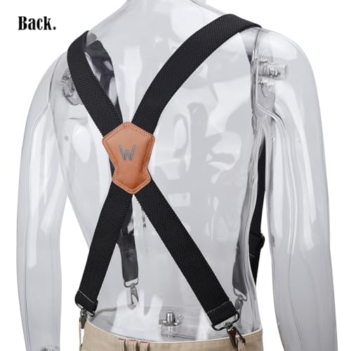 WELKINLAND 1.5In HD Elastic Suspenders, Heavy-Duty Work Suspenders, Comfy Belt Loop Suspenders with Hooks, Men Suspender for Pants, Men's Suspender for Jeans4