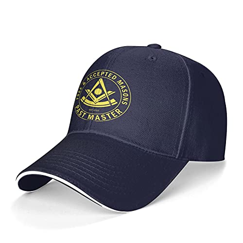 YINGJIE Past Master F & Am Masonic Freemason Unisex Sandwich Cap Fishing Outdoor Sport Baseball Cap Sun Caps Adjustable Trucker Dad Hat Navy, One Size