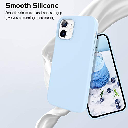 Domaver Iphone 12 Case, Iphone 12 Pro Case Liquid Silicone Soft Gel Rubber Microfiber Lining Cushion Protective Cover For Iphone 12/12 Pro 5G -6.1 Inch, Light Blue #TOP2