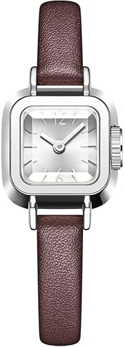 Montre carrée vintage pour femme petit poignet élégante en cuir noir