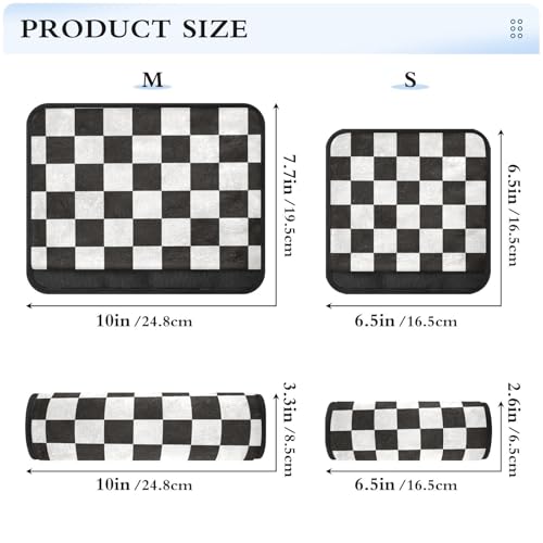 Image of Checkered Black Seat Belt Cover Pad 2 Pcs Soft Cute Seatbelt Covers Protector Support Head Neck Shoulder Strap for Car Seats High Chair Backpack for Adults Kids Women Men 10x7.7In 2 Pack