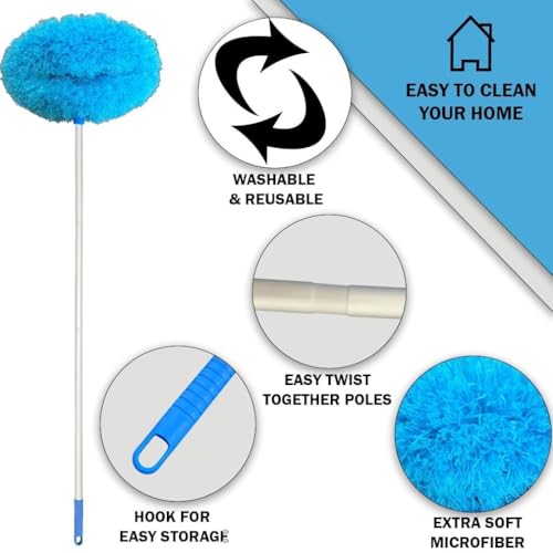 Image of Fan Blade Cleaner Microfiber Duster Mop for Ceiling Fan Cleaning Long Handle Dust Cleaning Brush for Home and Office Use