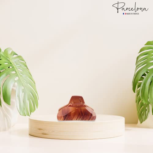 Parcelona French Elegant Beige Wave Medium 2 3/4" Covered Spring Celluloid Acetate Jaw Hair Claw Clip Non Slip Women Hair Accessories, Made In France #TOP4
