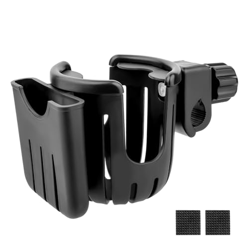 Portavasos para Cochecito, Portavasos Carrito Bebe de 360 Grados con Soporte para Teléfono Móvil, Portabotellas Silla de Paseo Universal para Bicicleta, Coche y Silla de Ruedas Accesorios