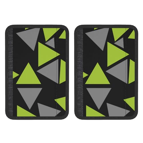 Triangles Lime Green Black Gray Car Seat Belt Shoulder Pad -2-Piece Fully Printed Design, Adjustable Shoulder Strap, Neck Comfort, General Motors, Travel Accessories -  BBPMRAF, 15861