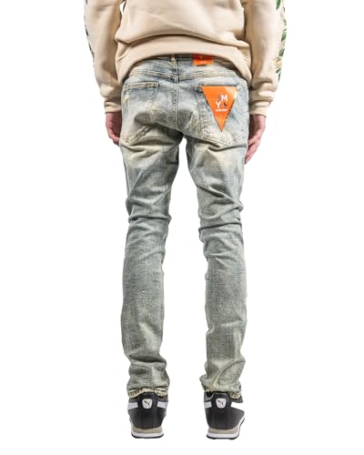 Men's Aged Two-Tone Skinny Jeans2