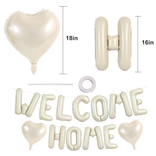 Image of TONIFUL 16 Inch Cream White WELCOME HOME Foil Letter Balloons Banner Decor
