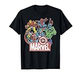 18MARV00226A-003 Marvel Avengers Team Retro Comic Vintage Camiseta