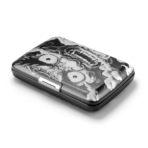 Image of OGON -DESIGNS- Aluminum card holder with metal lock, RFID protection against fraud and demagnetization, compact wallet, Smart Case OSLO model