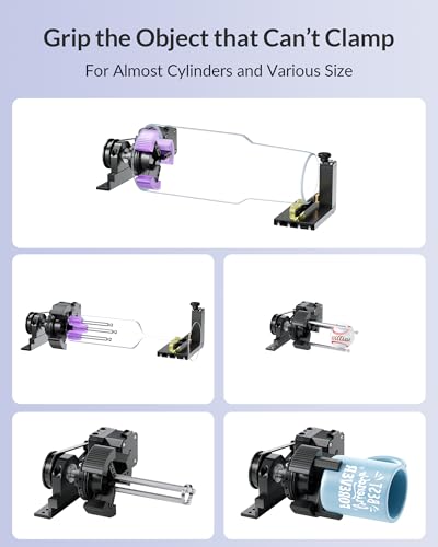 Image of WECREAT Vision Rotary Pro, for Vision Series & Vision Pro Laser Engraver and Cutter Machine, Rotary Roller for Engraving Cylindrical Objects, Wine Glass, Tumblers, Jewelry Ring, Engravers Accessory
