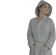 BIANCHERIAWEB Boutique Peignoir en éponge douce pour sport, gym, piscine, voyage, avec capuche et ceinture, couleur unie