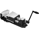 Maschinenschraubstock 125 mm Backenbreite - Schraubstockkörper aus hochwertigem Gusseisen mit nachstellbare Führungen - Gehärtete und geschliffene auswechselbare Stahlbacken - Führungsflächen geschliffen - Handkurbel abnehmbar - Klemmkraft max.: 900kgf - Gewicht: 15 Kg