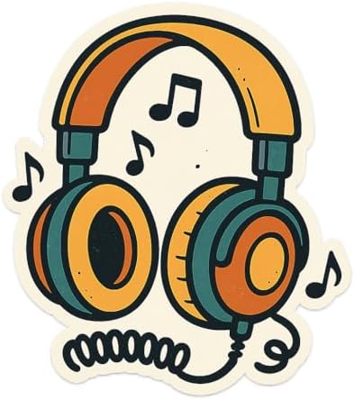 Vibrant Music Headphones Sticker – Vinyl Decal for Laptops, Water Bottles, and More (2.75" x 3") image 2