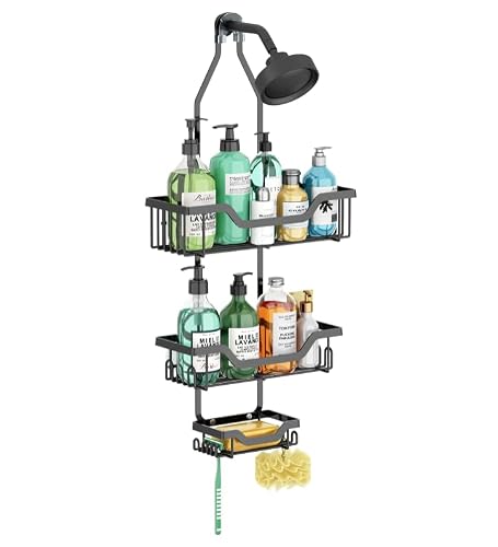 Eidoct Hanging Shower Caddy, 3-Tier Shower Organizer, Bathroom Shelves
