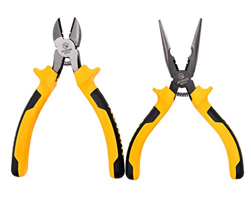 Needle Nose Pliers & Diagonal Cutting Pliers,Handy Wire Cutters and Long Nose Plier Set Tool,Design with Spring,for Jewelry Making,Car repair,Electrical Work,etc (2Piece) 6.53 Inch