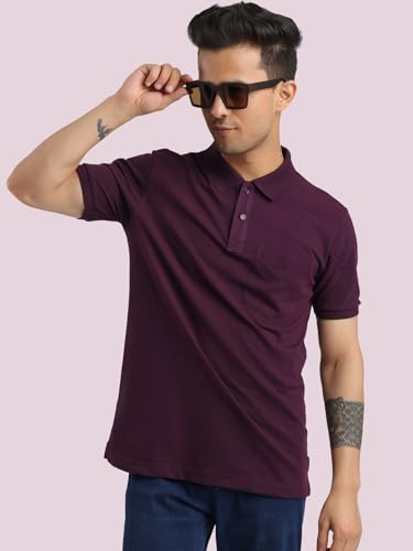 Image of Rupa Bumchums Men Super Combed Cotton Solid Half Sleeve Club Collar Polo Regular Fit T-Shirt with Chest Pocket