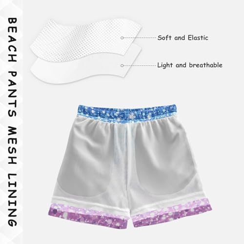 Pigsaly Boys Swim Trunks Pink Lavender Blue Gradient Flashing Glitter Boys Board Shorts Swimsuit Swimwear Bathing Suit 2T4