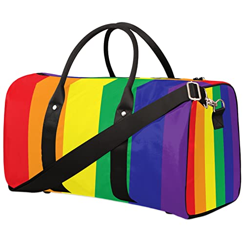 Travel Duffel Bag, Rainbow LGBTQ Sports Tote Gym Bag Foldable Weekender Workout Bags Carry on Luggage Handle Overnight Shoulder Bags for Women Men