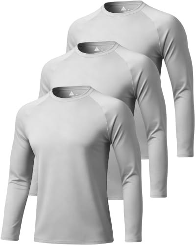 Image of ZITY 5 Pack Long Sleeve Shirts for Men UPF 50+ Sun Protection Fast Dry Lightweight Fishing Swim Rash Guard Workout Shirt