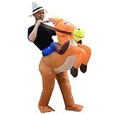 Ride on Horse for Adult Inflatable Brown Horse Costume Blow up Horseback Suit Funny Donkey Fancy...
