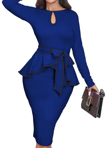Image of MOJICK Vintage Dress for Women Ruffle Bodycon Keyhole