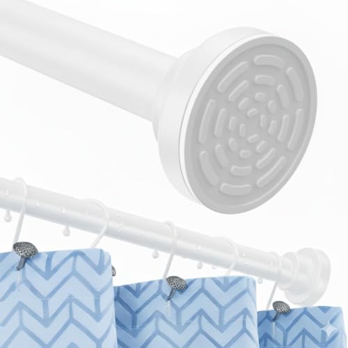 Image of JD FRESH 155 to 295 Cm Extendable Curtain Rod Holder Non-Drilling /Anti-Skid Spring Pull Rod /Stainless Steel Rust Proof Shower Curtain Rod /Window Curtain Rod / (White)