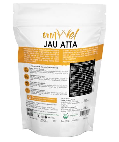 Image of Amwel Jau Atta - Barley Flour 450g, Jaun ka atta | जौ का आटा | Rich in Dietary Fiber, Good for Digestion, Weight Loss, Gut health (Vaccum Packed)