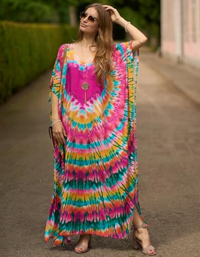 Image of NFVNKJ Women's Plus Size Beach Lounge Kaftan Maxi Dress Swimsuit Coverup for Women