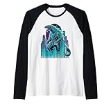 Japonés Steampunk Monstruo Lagarto Robot Anime Manga Japón Camiseta Manga Raglan