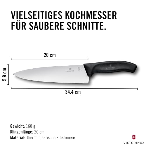 Victorinox Swiss Classic, Profi Tranchiermesser, Extra Scharfe Klinge, gerader Schliff, 20 cm, Kunststoffgriff, Rostfreier Stahl, schwarz – Ansicht 3