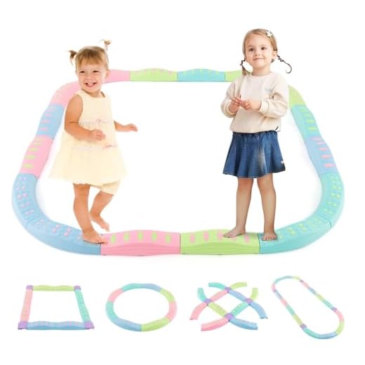 INFANS Kids Balance Beam Stepping Stones Set, 20 PCS Montessori Obstacle Course for Toddler Indoor Outdoor, Non Slip Rubber Base, Gymnastics Toy, Build Coordination Gross Motor Skills (Macaron)