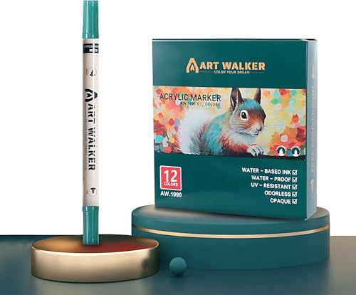 Image of HUBTURE Acrylic Paint Marker Pen Set - Metallic Colors, Medium Point Tip - Non-Toxic Art Markers for Rock, Ceramic, Glass, Wood, Fabric, Canvas, Craft Projects(ACRYLIC MARKER)